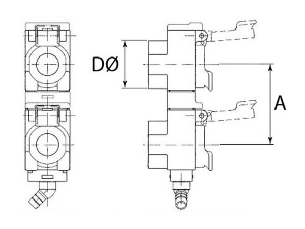 Olieopsamlingssystem Double unit 82mm spacing, with Yellow and Red Clips
