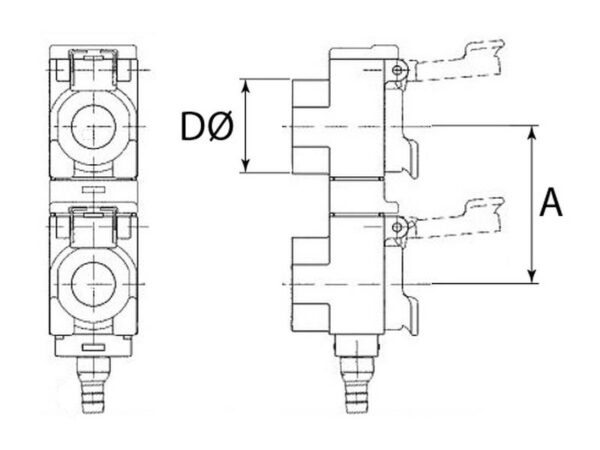 Olieopsamlingssystem Double unit 82mm spacing, with Yellow and Red Clips 45 Degrees