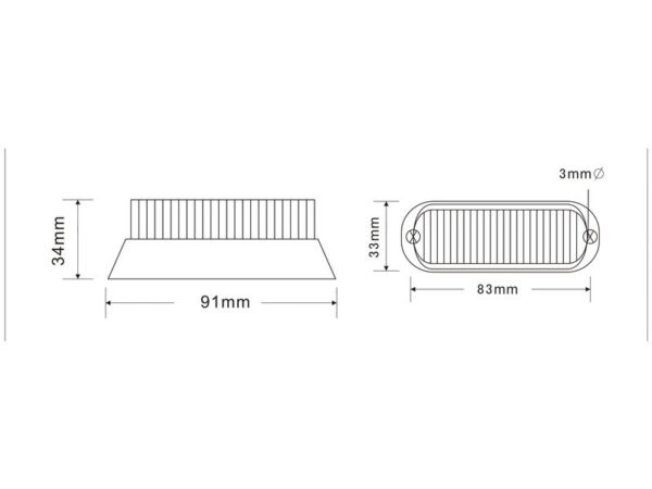 LED Blitzlygte (Orange), Interference: kl. 3, 12-24V