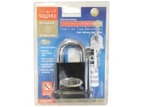 Squire Stronghold Padlock - Hardened Stål, Bredde (mm): 65mm (Sikkerhedsklasse: 10)