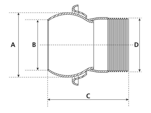 Kobling m/gevind - Han 4'' (100mm) x 4'' (galvaniseret)