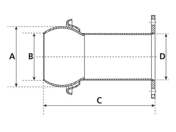 Kobling m/flange og lukkebeslag - Han 4'' (100mm) x (100mm) (galvaniseret)