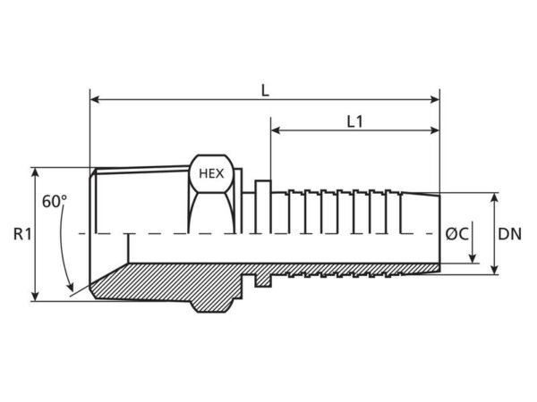 Dicsa BSPT Indstik 3/8'' x 3/8'' Han Lige