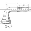 Dicsa JIC 37° Indstik 1/2'' x 1 1/16'' Hun 90° Omløber
