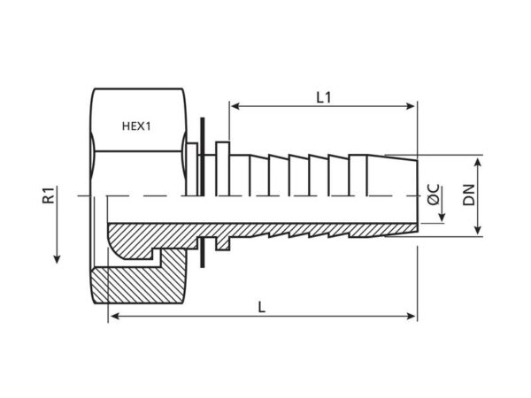 Dicsa Millimeter 24°/60° Indstik 5/16'' x M18 x 1.5 (12L) Hun Lige Omløber