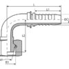Dicsa 24° Indstik 1/2'' x M24 x 1.5 Hun 90° Omløber