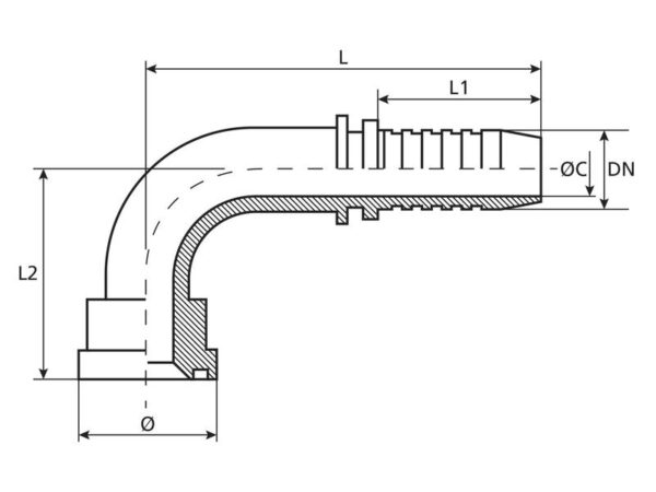 Dicsa Indstik 1/2'' x 31.8mm 90° Flange (6000psi)
