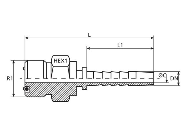 Dicsa ORFS Indstik 1/2'' x 1 3/16'' Han Lige