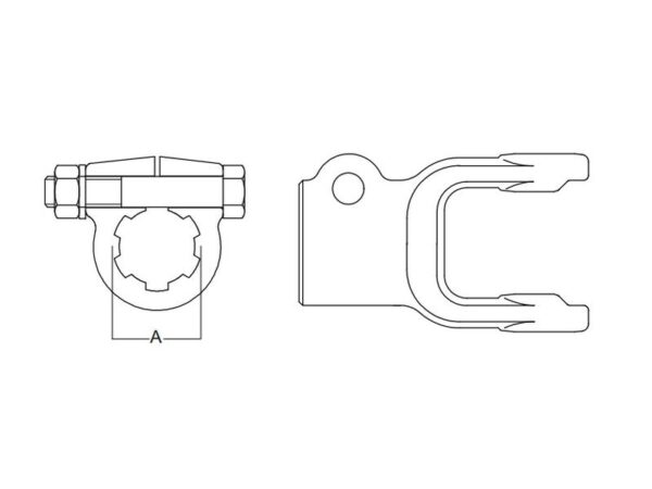 PTO Gaffel (bolt) (Krydsmål: 36 x 89mm) Størrelse: 1-3/4-20 Not