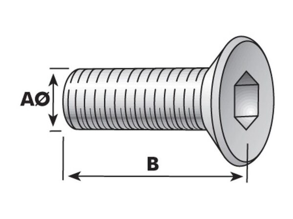 Umbrachobolt (undersænket), Størrelse: M6x10mm (DIN 7991)