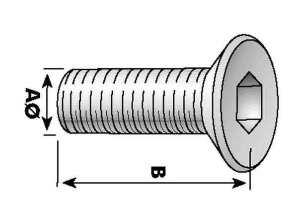 Umbrachobolt (undersænket), Størrelse: M8x20mm (DIN 7991)
