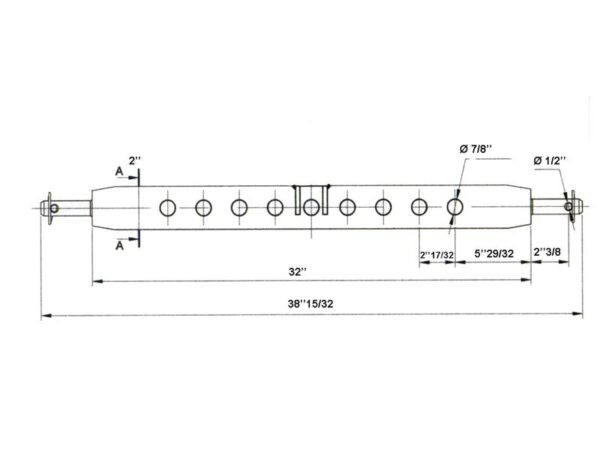 Træk (3-punkt) (Kat. 2 (Ø28mm)) Antal huller: 9, 932mm.