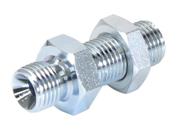 Hydraulikadapter 1/4'' BSP Han x 1/4'' BSP Schott med Kontramøtrik
