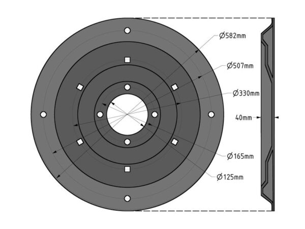 Glidetallerken - Udv. Ø :582mm, - Passer til Fella Passer til: 140735
