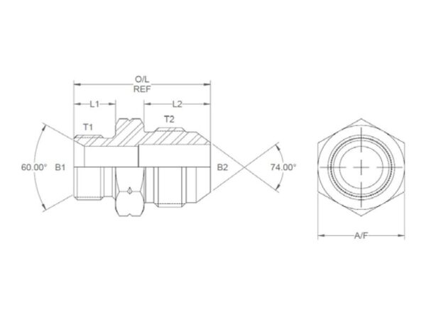 Hydraulikadapter M22 x 1.50 Millimeter Han x 7/8'' JIC Han
