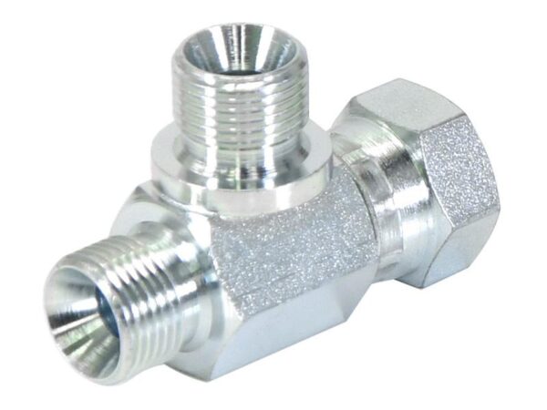 Hydraulisk T-stykke 3/8'' BSP Han x 3/8'' BSP Drejelig hun x 3/8'' BSP Han
