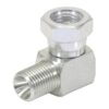 Hydraulikadapter 1/4'' BSP Han x 1/4'' BSP Drejelig hun 90° Kompakt udstødningsbøjning