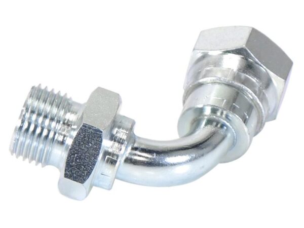 Hydraulikadapter 1/2'' BSP Han x 1/2'' BSP Drejelig hun 90° Bøjning