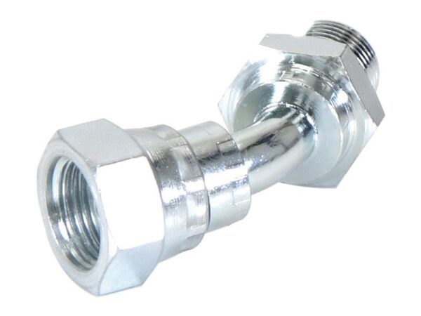 Hydraulikadapter 3/8'' BSP Han x 3/8'' BSP Drejelig hun 135° Bøjning