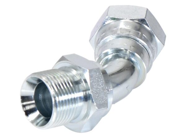 Hydraulikadapter 3/4'' BSP Han x 3/4'' BSP Drejelig hun 135° Bøjning