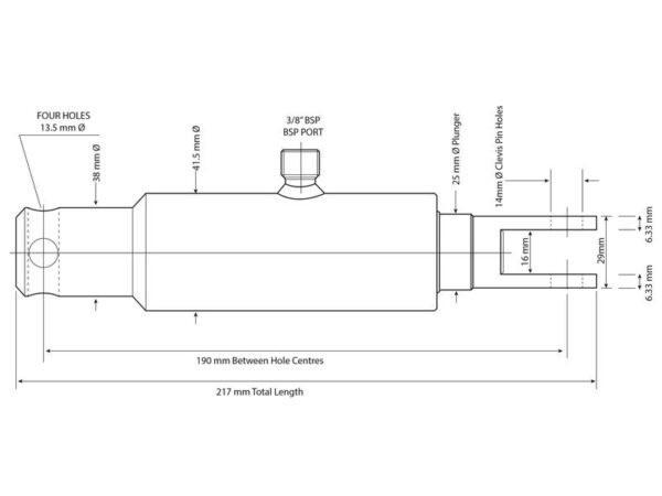 Bremsecylinder Ø25 x 190mm