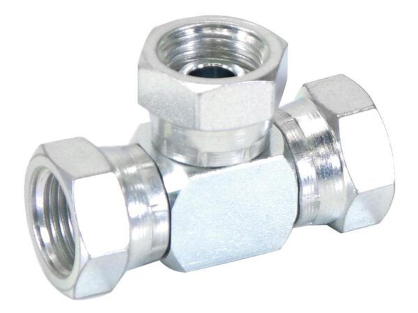 Hydraulisk T-stykke 1/2'' BSP Drejelig hun x 1/2'' BSP Drejelig hun x 1/2'' BSP Drejelig hun