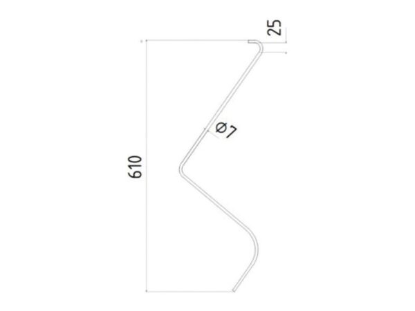Rivefjeder - Højre/Venstre - Længde:610mm, Bredde:250mm, Ø7mm - Passer til John Deere Passer til: VL2326