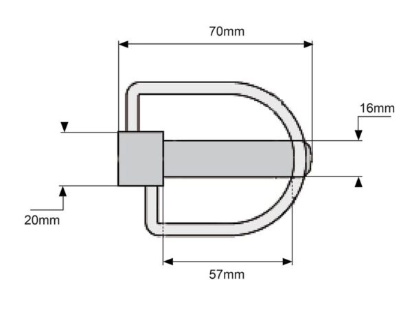 Låsesplit Stabilisator, Stift Ø16mm x 70mm