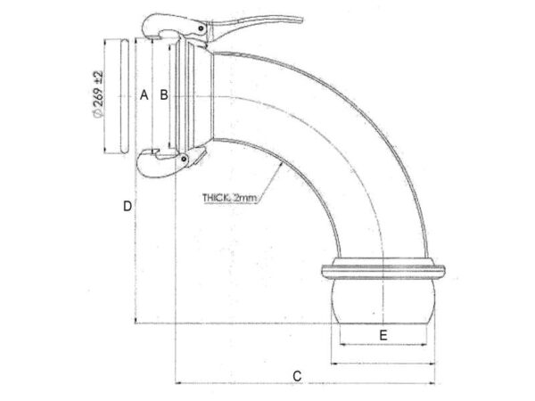 Bøjning 90° (han/hun) - 8'' (200mm) (galvaniseret)