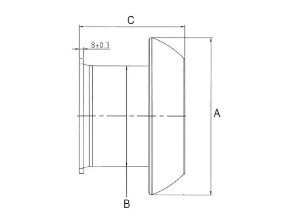 Kobling m/flange og lukkebeslag - Han 6'' (159mm) x (150mm) (galvaniseret)