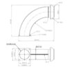 Bøjning 90° m/flange og lukkebeslag - Han 6'' (159mm) x (150mm) (galvaniseret)