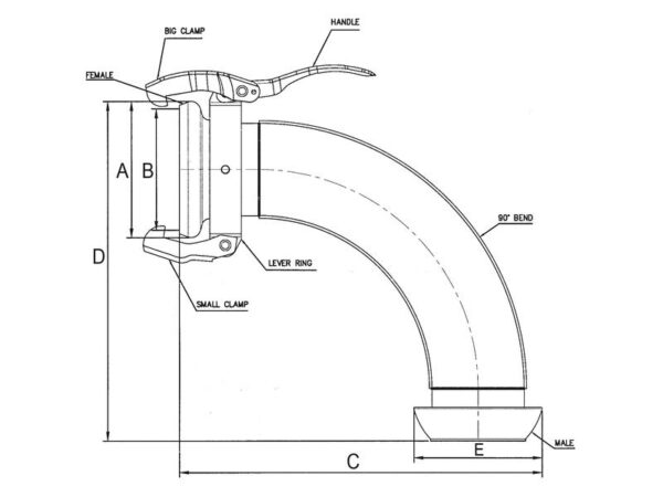 Bøjning 90° (han/hun) - 4'' (108mm) (galvaniseret)