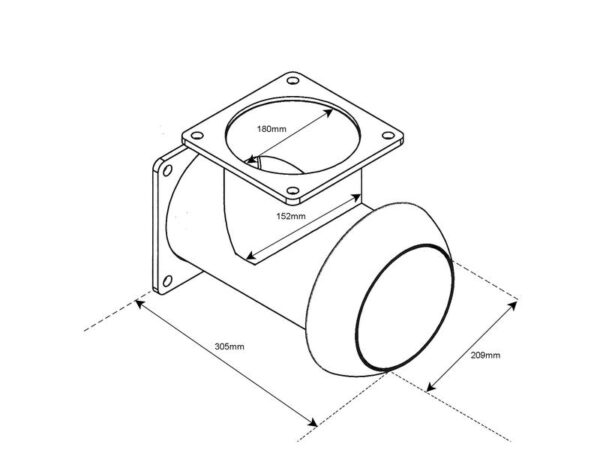 T-stykke m/flange og kobling - Han 6'' (159mm) (galvaniseret)