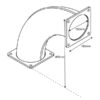 Bøjning 90° m/dobbelt flange 6'' (150mm) (galvaniseret)