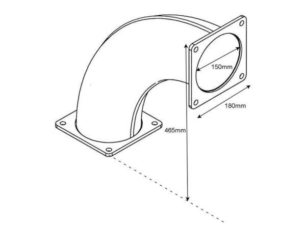 Bøjning 90° m/dobbelt flange 6'' (150mm) (galvaniseret)