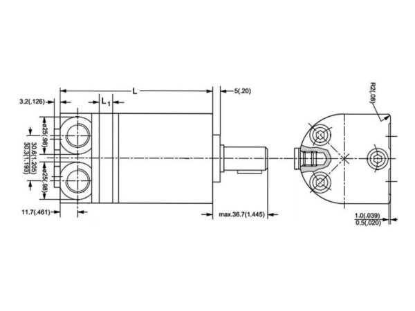 Danfoss Hydraulikmotor OMM20 20cc rev med 16mm Cylindrisk Aksel