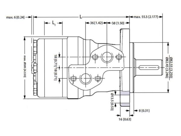 Trale Hydraulikmotor OMR80 80cc rev med 25mm Cylindrisk Aksel