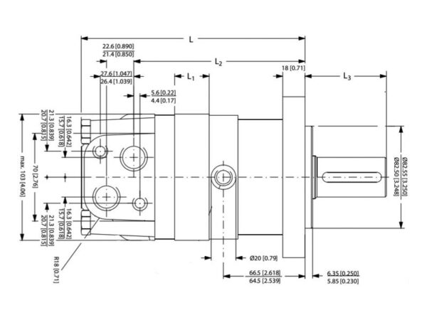 Trale Hydraulikmotor OMS160 160cc rev med 32mm Cylindrisk Aksel