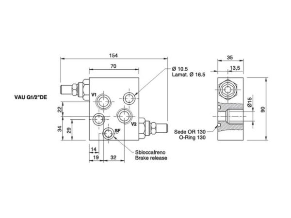 139561_pic10 MARCHESINI OMS Line ventil dual cross OMP/OMR Danfoss 1/2'' BSP (50 L/min Flowhastighed)