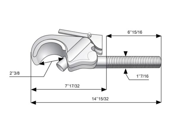 Topstangsende (krog) - Kat. 3 (Ø32mm), Gevind: M36 x 3 - Højre