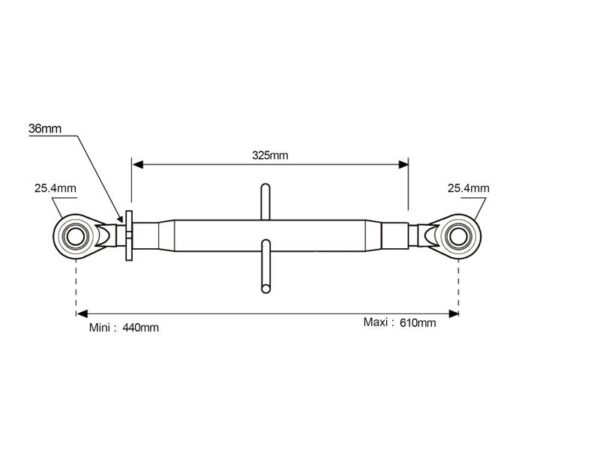 Topstang HD (mekanisk) (Kat.2/2 (Ø25/25mm)) Kugle og Kugle, M36 x 3, Min. længde: 440mm.