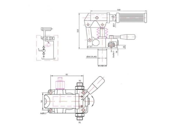Håndpumpe (hydraulisk) - Double Acting, Fortrængning cm³: 12CC, Tank Capacity litres: 5 liter