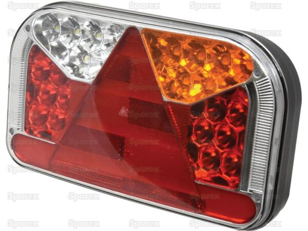 LED Baglygte, Funktion: 7, Lys, bremselys, blinklys, tågelys, baklys, nummerpladelys, refleks, Højre, 12-36V
