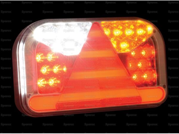 LED Baglygte, Funktion: 7, Lys, bremselys, blinklys, tågelys, baklys, nummerpladelys, refleks, Højre, 12-36V