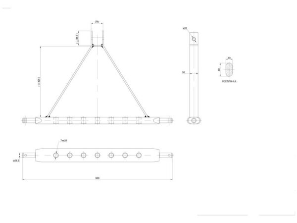 Træk (3-punkt) (Kat. 2 (Ø28mm)) Antal huller: 7, 862mm.