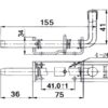 Lukkebeslag, Bolt Ø13mm, Pladestørrelse mm: 75mm x 40mm