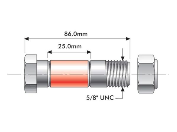 Sikringsbolt - 5/8'' x 86mm, Rød, Styrke 8.8 Passer til: 900486