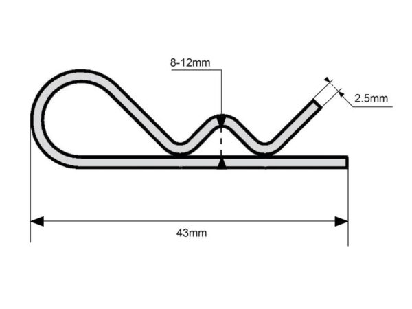 Hårnålesplit, Klip Ø2.5mm x 43mm