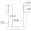 U-Bolt- M14x82mm Længde: 120mm