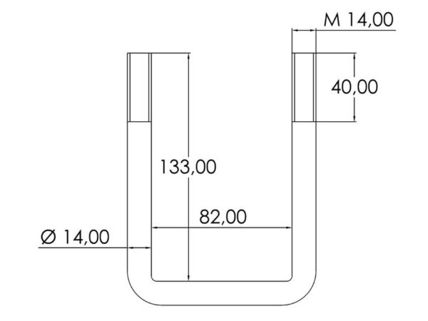 U-Bolt- M14x82mm Længde: 133mm